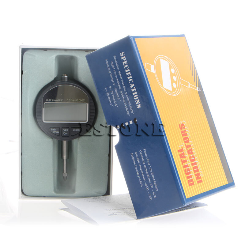 Gama 0-12.7mm/1 "Indicador Digital Dial Relógio comparador medidor de Ferramenta de Precisão 0.01mm/0.0005"