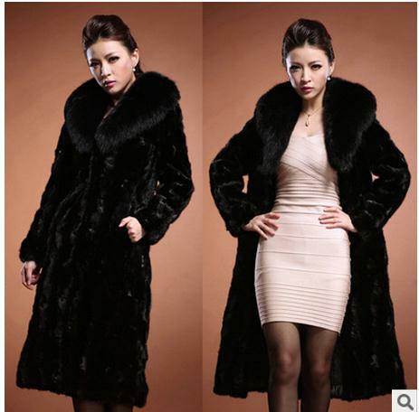 S/9xl inverno feminino outono x-long vison casaco de pele feminino gola de pele do falso casaco de pele grande tamanho feito pelo homem casaco k82