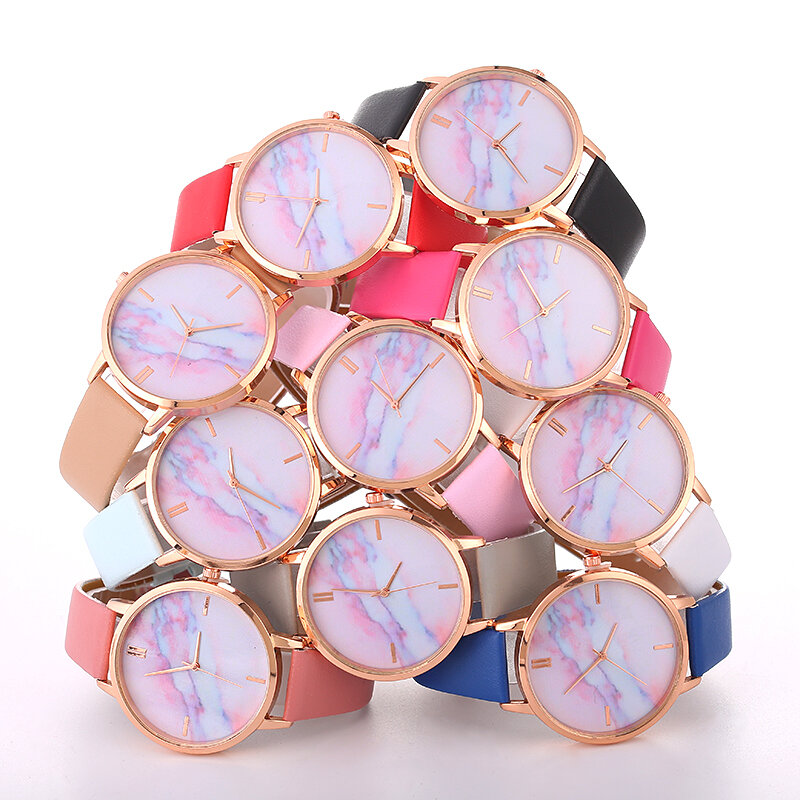 Reloj de cuarzo de estilo de mármol para mujer, colorido, informal, kol, saati, zegarek, damski, 2020