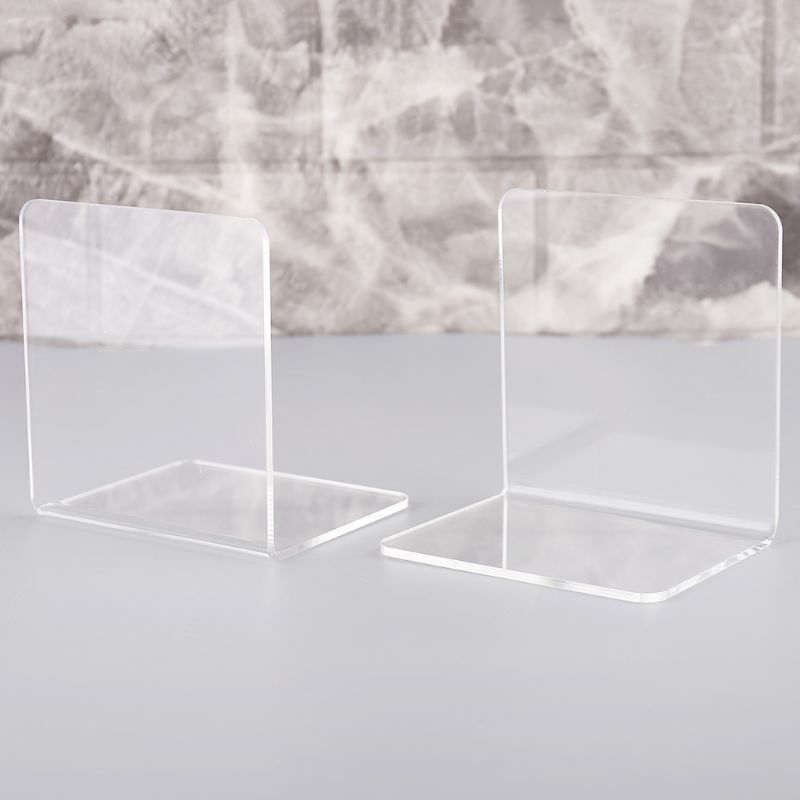 Organizador de mesa em acrílico transparente, 2 peças, formato de l, suporte para livro, escolar, papelaria, acessórios de escritório