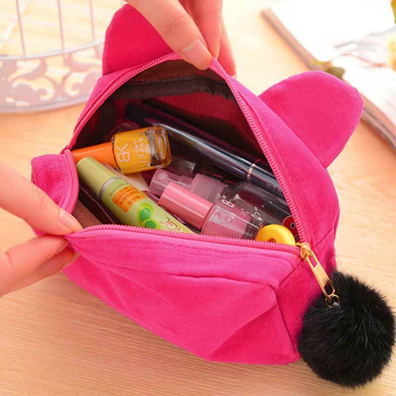 Grand sac à crayons en peluche chat dessin animé Kawaii pour filles, fournitures scolaires et de bureau