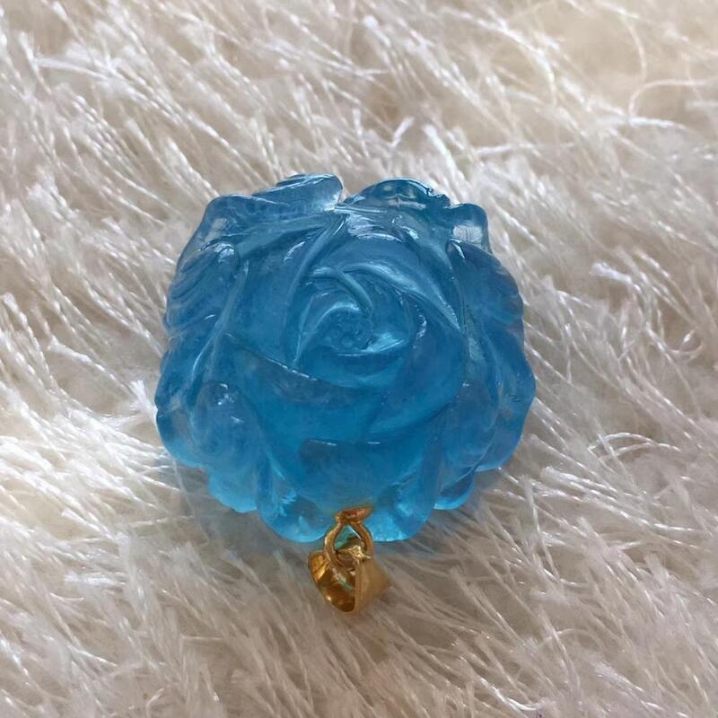 Colgante de Aguamarina azul Natural para mujer, colgante de flor transparente tallada rara 23x22x12mm, collar de cuentas de moda de Brasil AAAAA