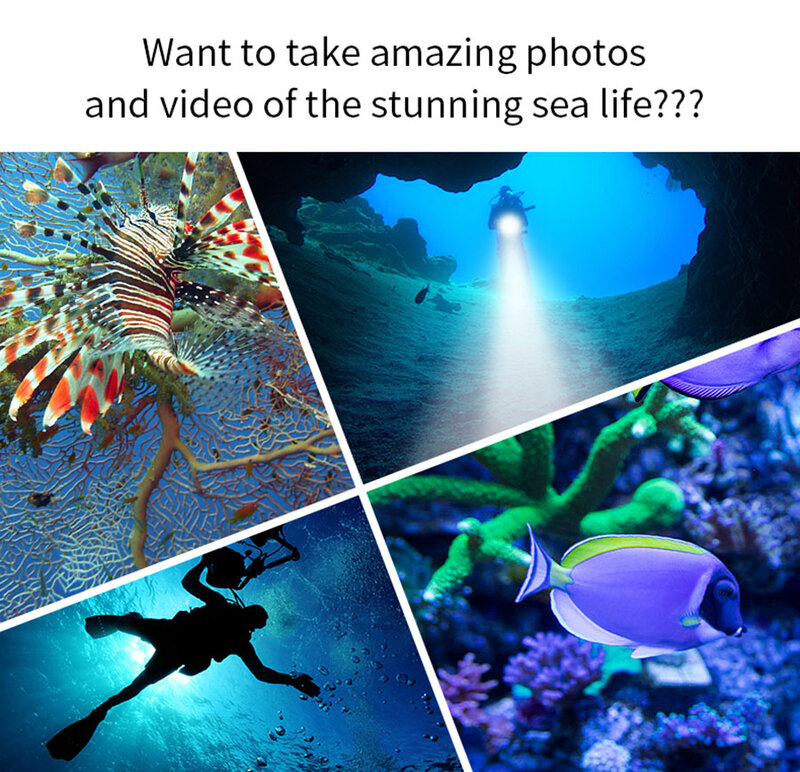 Underwater 100m mergulho lanterna 6x9090 led fotografia luz de vídeo 20000lm à prova dwaterproof água tático tocha lâmpada + 4x18650 carregador