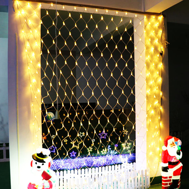 Guirnalda de luz Led de red para decoración de Exteriores, iluminación de fondo para jardín, Navidad, 1,5x1,5 M, 3x2, 6x4M, hadas, boda estrellada, fiesta