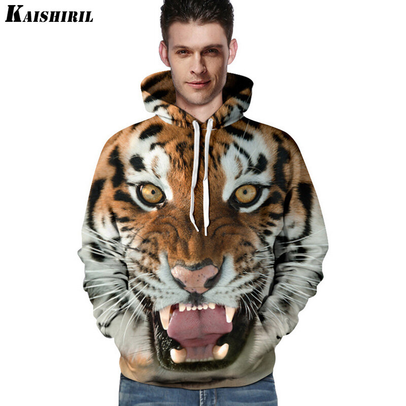 Felpe con cappuccio da uomo felpa da uomo divertente 3D Tiger Lion fashion harajuku brand S-3XL felpa con cappuccio stampata uomo donna pullover