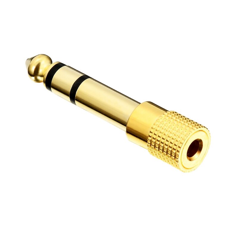Adaptador de entrada de 6.35mm para 3.5mm, conector macho para fêmea, amplificador de fone de ouvido, microfone, aux 6.3, 2 peças conversor de 3.5mm