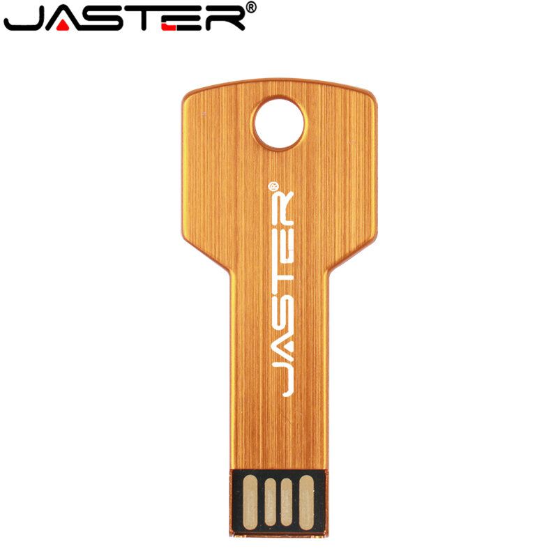 JASTER 용량 4 기가 바이트 8 기가 바이트 16 기가 바이트 32 기가 바이트 64 기가 바이트 128 기가 바이트 메탈 골드 키 usb 2.0 메모리 플래시 스틱 펜 엄지 드라이브 (10pcs 무료 로고)