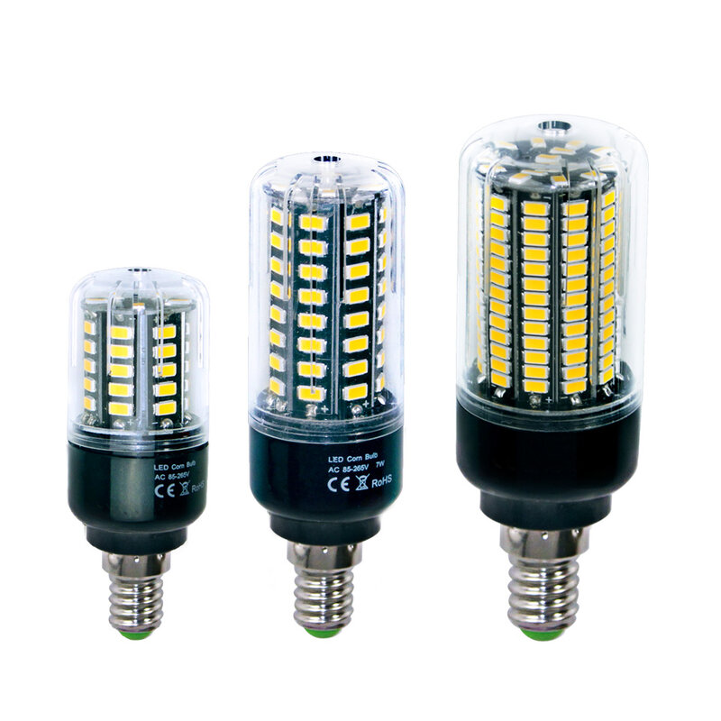 Bombilla LED sin parpadeo 5736 SMD E27 E14, 3,5 W, 5W, 7W, 8W, 12W, 15W, 85V-265V, corriente constante, 28-156LEDs