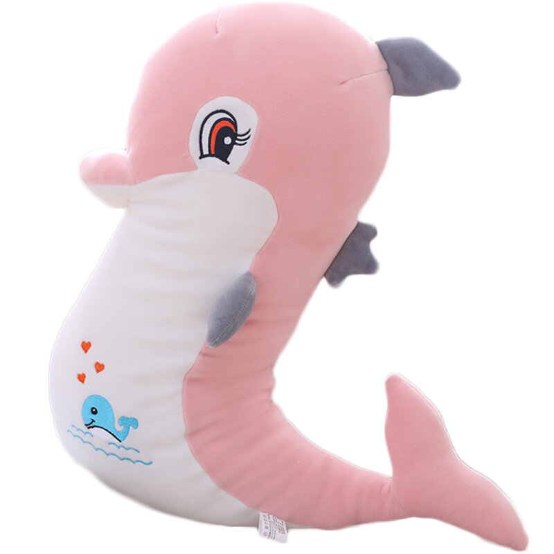 25-80ซม.Kawaii Dolphin Plushของเล่นตุ๊กตาตุ๊กตาผ้าฝ้ายนอนนุ่มหมอนเด็กของเล่นคริสต์มาสของขวัญ