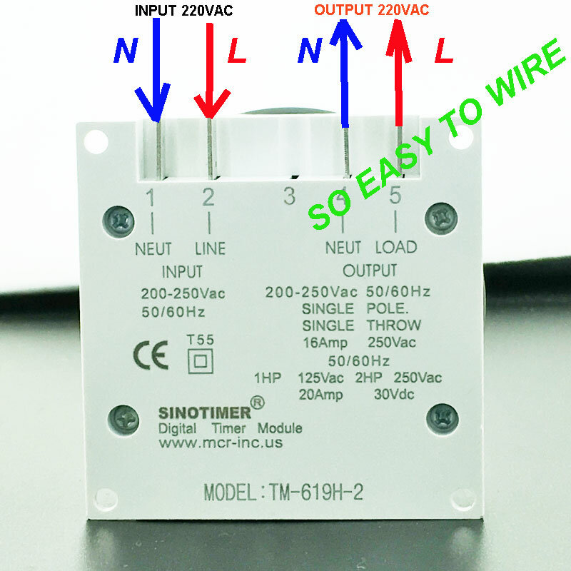 Minuterie numérique multifonction TM619 220V, avec couvercle étanche, 220V, câblage facile, minuterie Programmable sur 7 jours