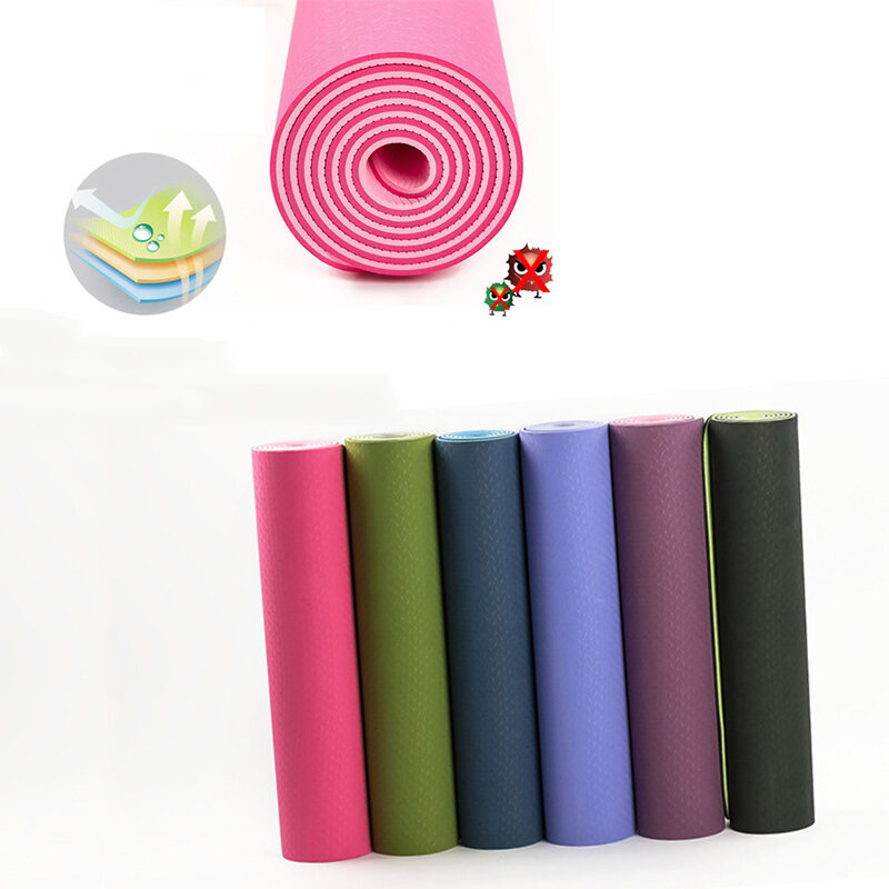 Tapis de Yoga élastique antidérapant en TPE, 6MM, matelas de gymnastique multicolore pour débutant, Fitness environnemental, Pilates