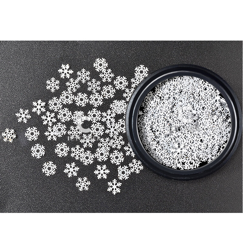 ICYCHEER-calcomanía adhesiva para decoración de uñas, copos de nieve coloridos de Metal, copos de nieve Ultra gruesos, accesorios temáticos de Navidad