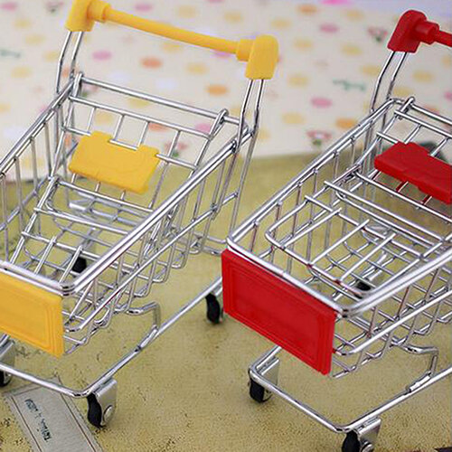 baby pretend toy Supermarket Hand Trolley Mini Shopping Cart Desktop Decoration Storage Toy Gift Dollhouse Furniture Accessories