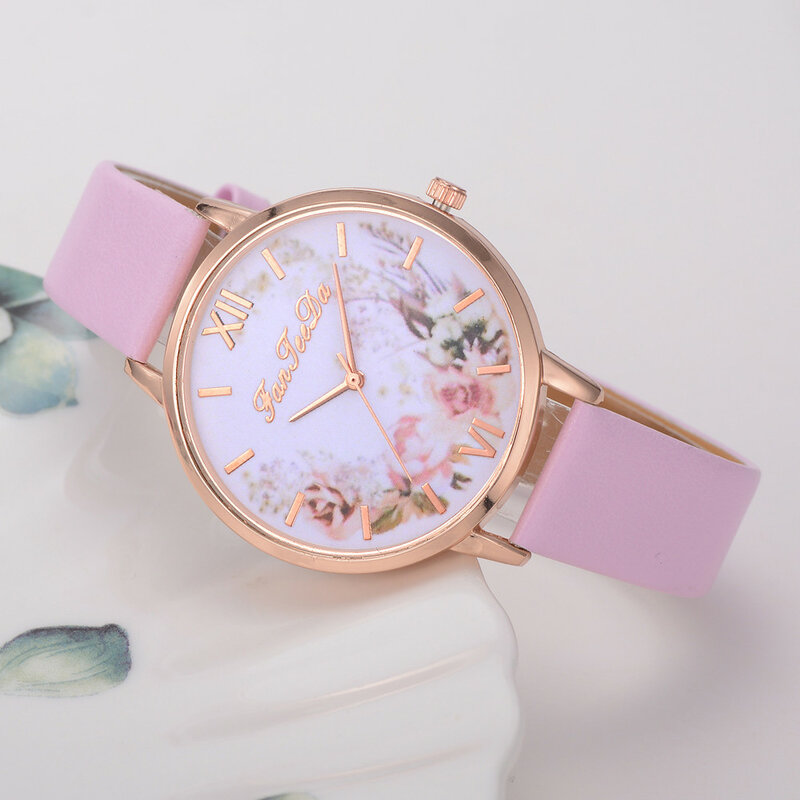 Relojes Para Mujer Hours Women Watches Leather Band Luxe Brand Times Watch Women Ladies Watch Creative Flower Bayan Kol Saati *A