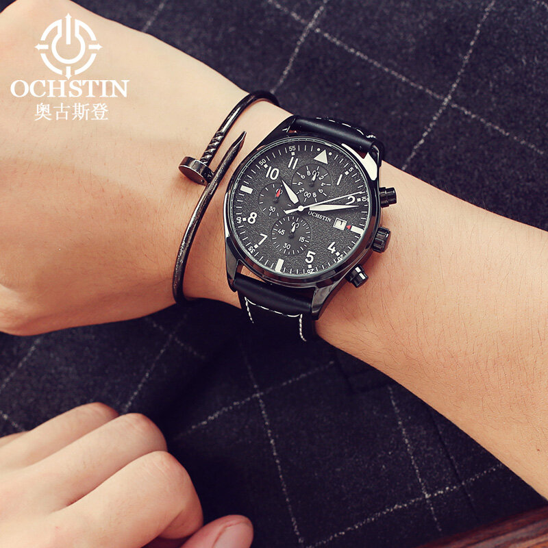 Ochstin requintado relógio masculino cronógrafo cronômetro masculino relógio de pulso de quartzo de luxo multi-função relógio esportivo relogio masculino
