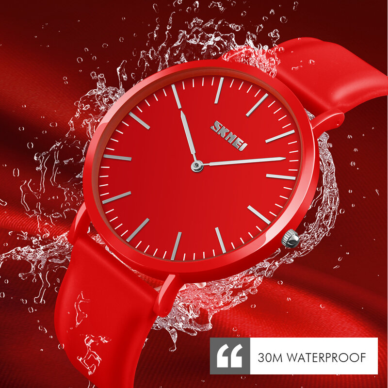 SKMEI kobiety kwarcowy zegarek luksusowy marka skórzany pasek Casual modny zegarek dla par zegar 30M wodoodporny relogio feminino 9179