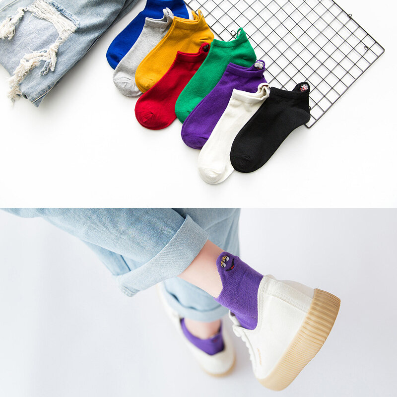 Nuevos calcetines cortos de tela de imitación japonesa para mujer Calcetines estándar de algodón para mujer