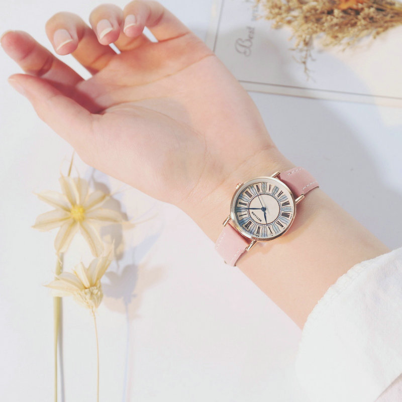 ต่ำราคา luxury นาฬิกาผู้หญิงสาวนักเรียนสบายๆกันน้ำเด็กนาฬิกาของแท้หนังควอตซ์ผู้หญิงนาฬิกา