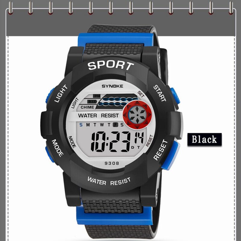 어린이 방수 시계 소년 소녀 디지털 LED 스포츠 키즈 캐주얼 시계 날짜 손목 시계
