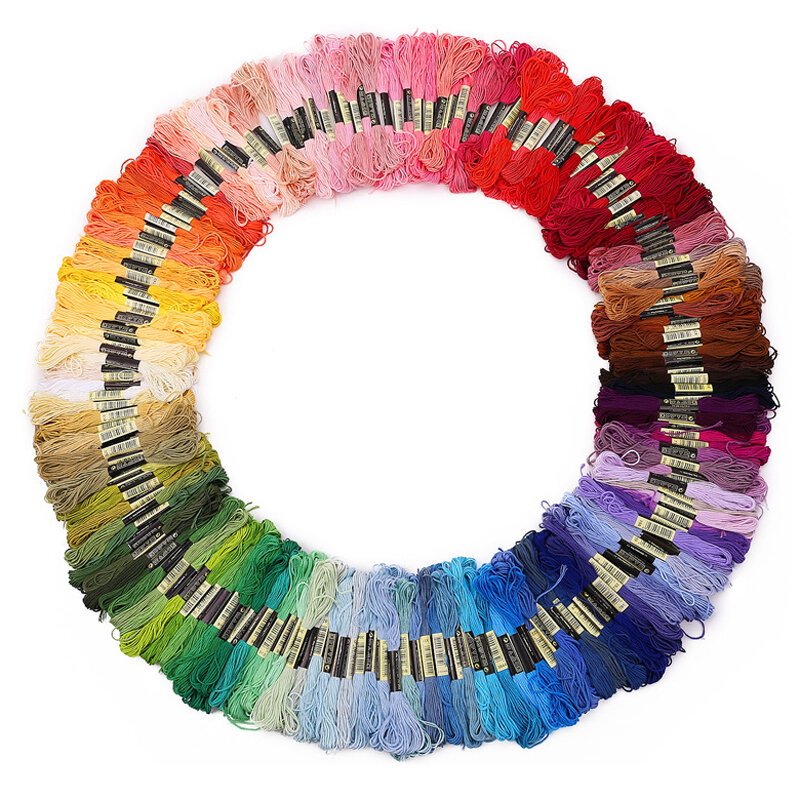 100 أو 447 قطعة خيوط متقاطعة كل لون مختلف خيوط تطريز Skeins حرفة متدرجة اللون خيط 7.8 متر