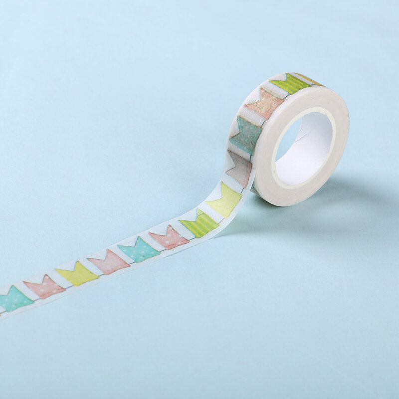 Cinta Washi de papel con bandera de color, decoración DIY, planificador de álbumes de recortes, cinta adhesiva, papelería Kawaii