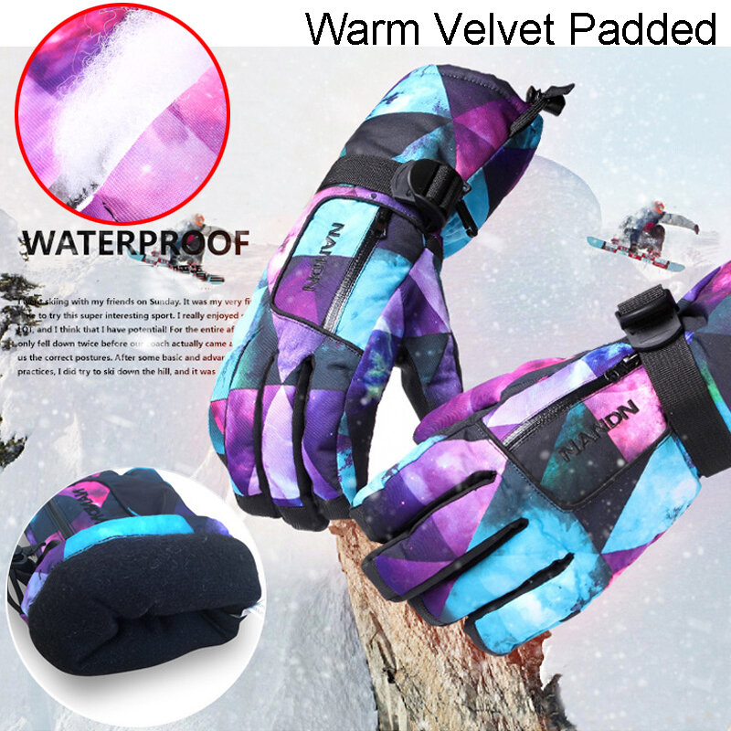 NANDN Winter Warm Snowboarding Ski Gloves men women Kids Snow Mittens Waterproof Skiing snowmobile Handschoemen Air+ XS S M L XL