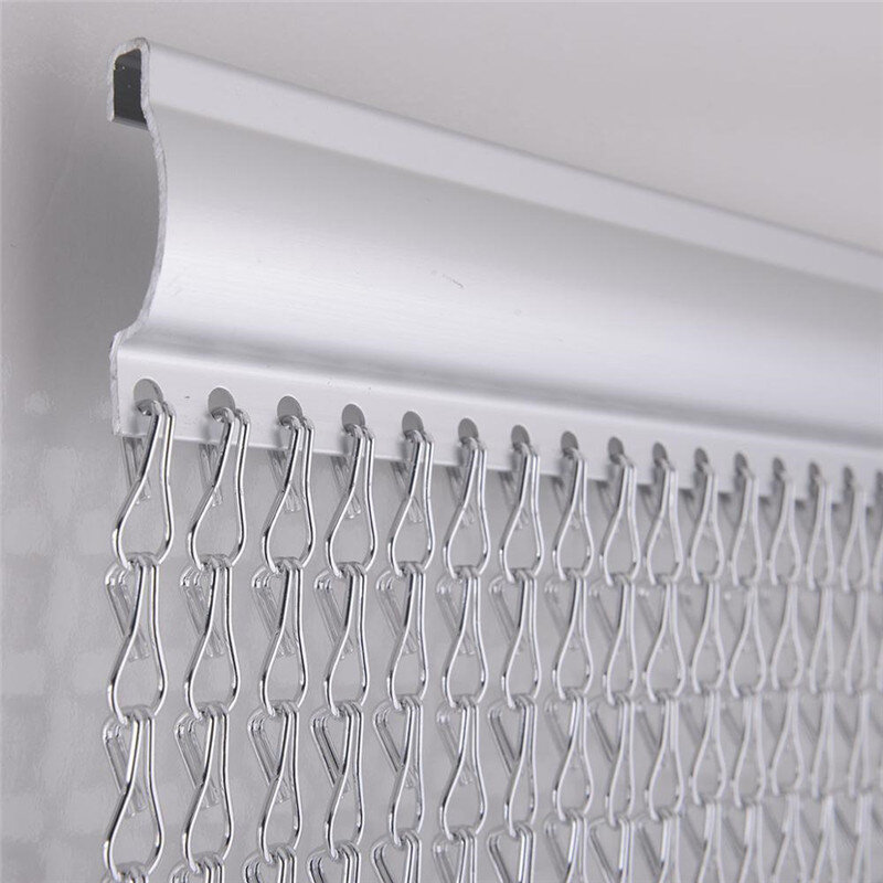 Door Windows Aluminium Chain Curtain Metal Screen Fly Insect Blinds Pest Control, Silver, 22-001