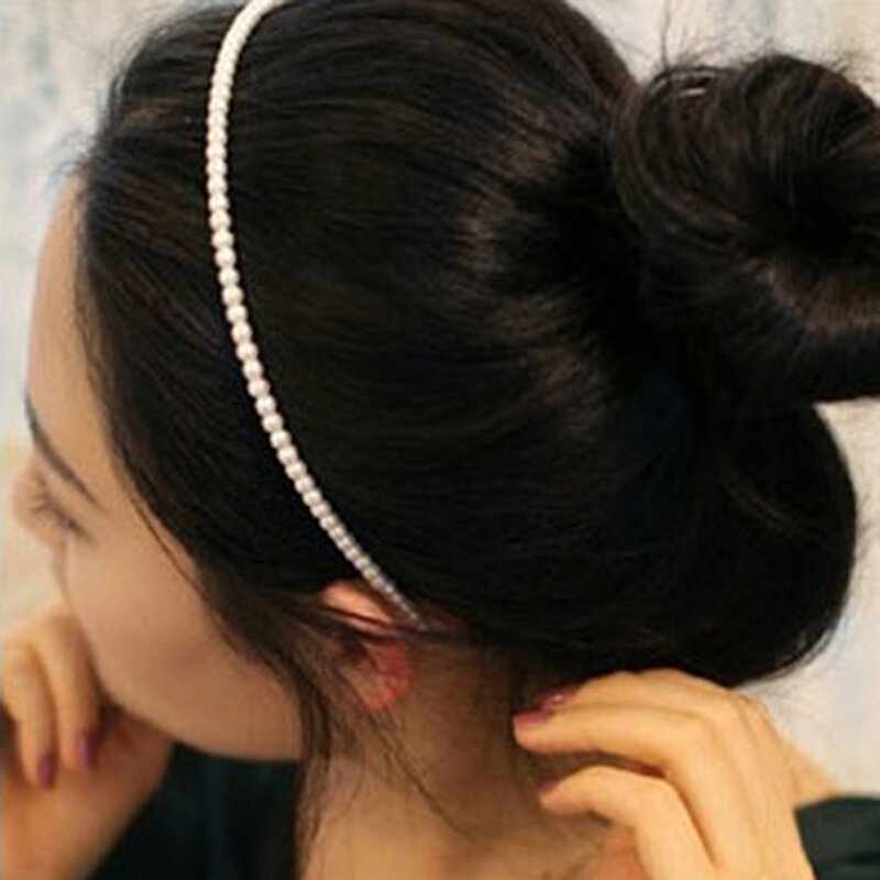Faixa de cabelo feminina pérolas falsas, faixa de cabeça fofa para meninas, acessório de festa de casamento