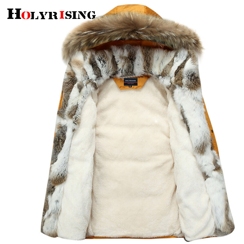 Holyrising Men and Women Thick Down Jacket 2018 Winter Warm Waterproof Big Raccoon Fur Collar Fit -30 degrees S-5XL size 18640-5