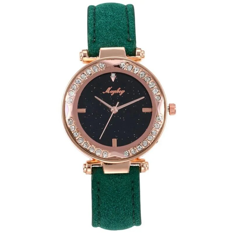 Novo relógio feminino de luxo com strass, relógios de pulso para mulheres, couro, da moda, vestido casual, quartzo, pulseira, 2020