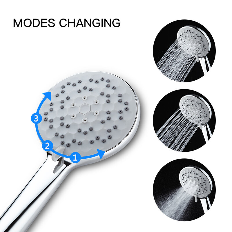 4-Modi Abs Plastic Chrome Waterbesparende Druk Douchekop Bad Douchekop Set Multifunctionele Handheld Sprinkler