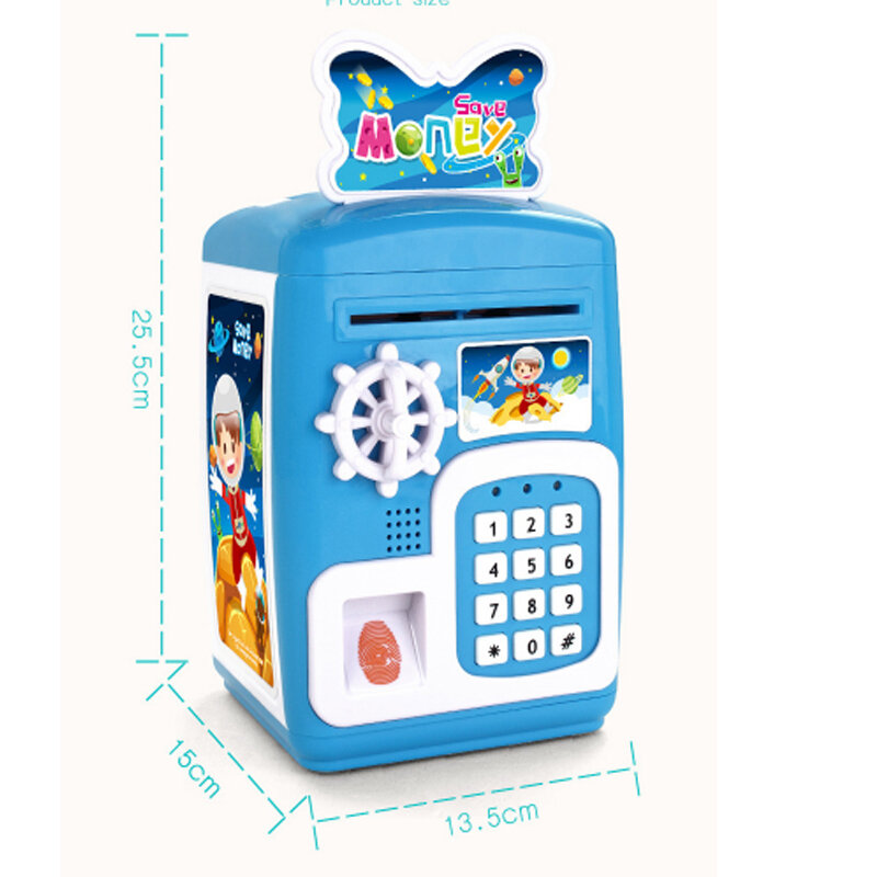 Trava tanque de dinheiro brinquedo crianças multi-função inteligente seguro financeiro seguro seguro brinquedo senha impressão digital jogar casa brinquedos