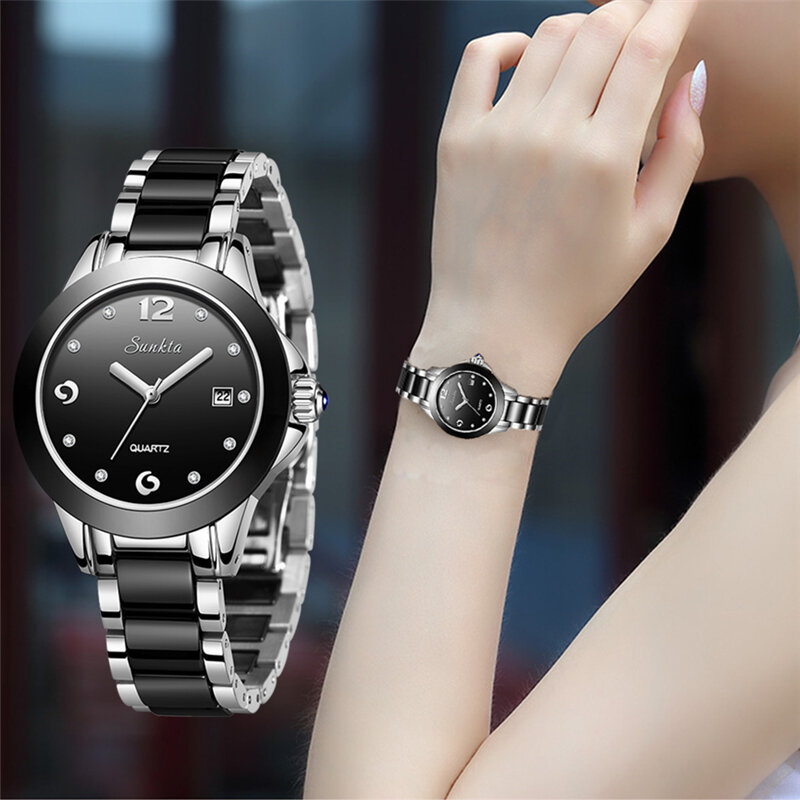 Top luksusowa marka kobiety Rose złote zegarki SUNKTA2019 nowe panie ultra-cienki zegar moda butik zegarek dziewczęcy Senhoras Assistir
