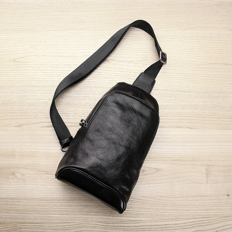 Мужская нагрудная сумка AETOO, модная Винтажная сумочка на одно плечо, повседневный саквояж из воловьей кожи с скошенным перекрестным плетени...