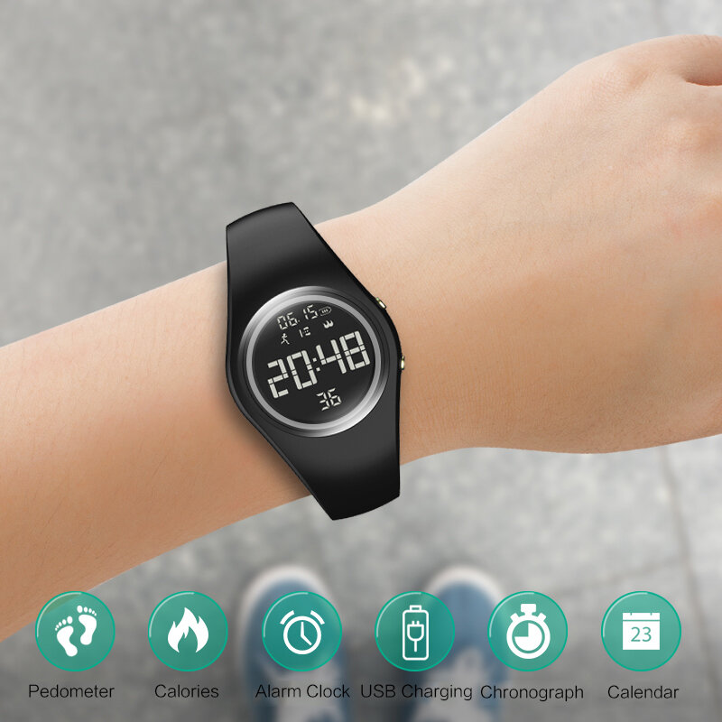 Reloj inteligente deportivo Digital para mujer, resistente al agua, podómetro, Monitor de calorías, movimiento inteligente, Fitness, creativo