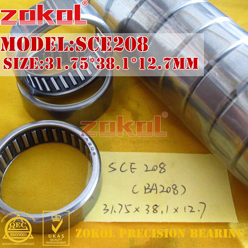 Zokol Bearing SCE208 BA208 Tipe Punch Stamping Luar Needle Roller Bearings 31.75*38.1*12.7 Mm