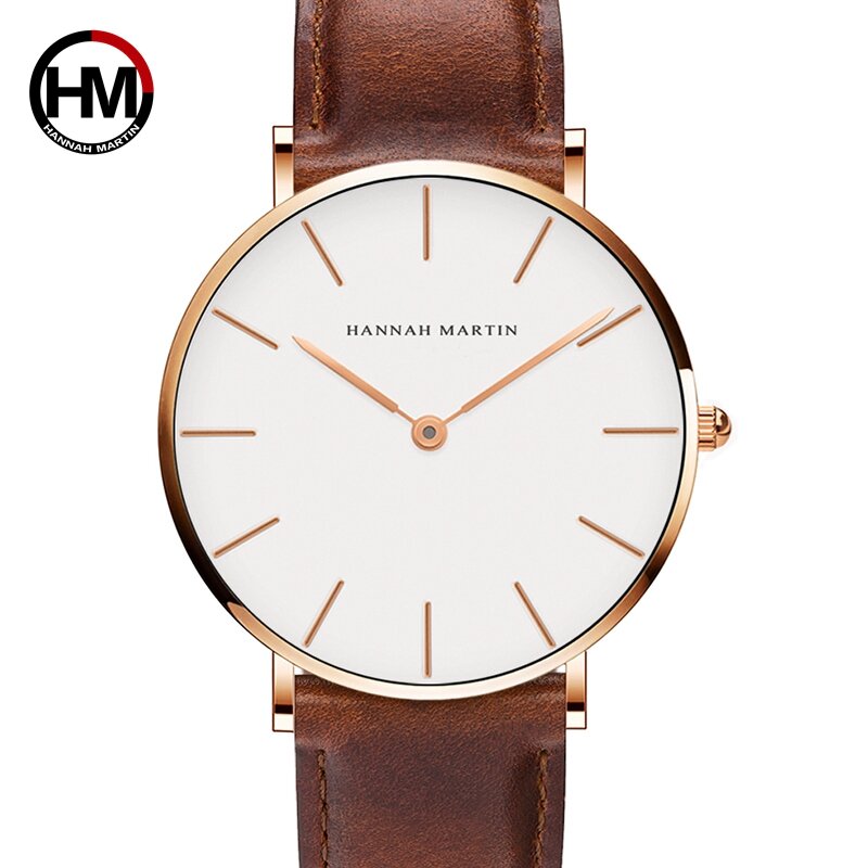 Hannah Martin Mode Mannen Horloges Casual Quartz Horloges Voor Mannen Waterdichte Lederen Horloge Mannen Zwart Reloj Hombre