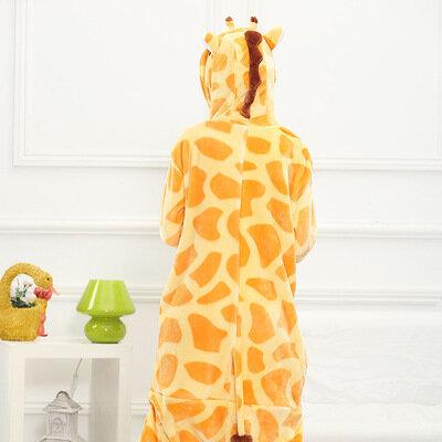 Pyjama pop populaire, robes jaunes de dessin animé, girafe, cosplay Halloween, combinaisons d'hiver pour adultes