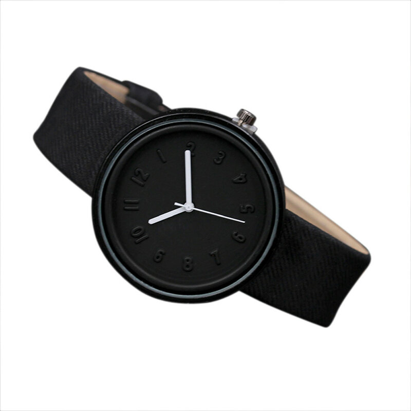 패션 unisex 시계 여성 남성 간단한 캐주얼 번호 시계 캔버스 스트랩 쿼츠 손목 시계 여성 시계 귀여운 시계
