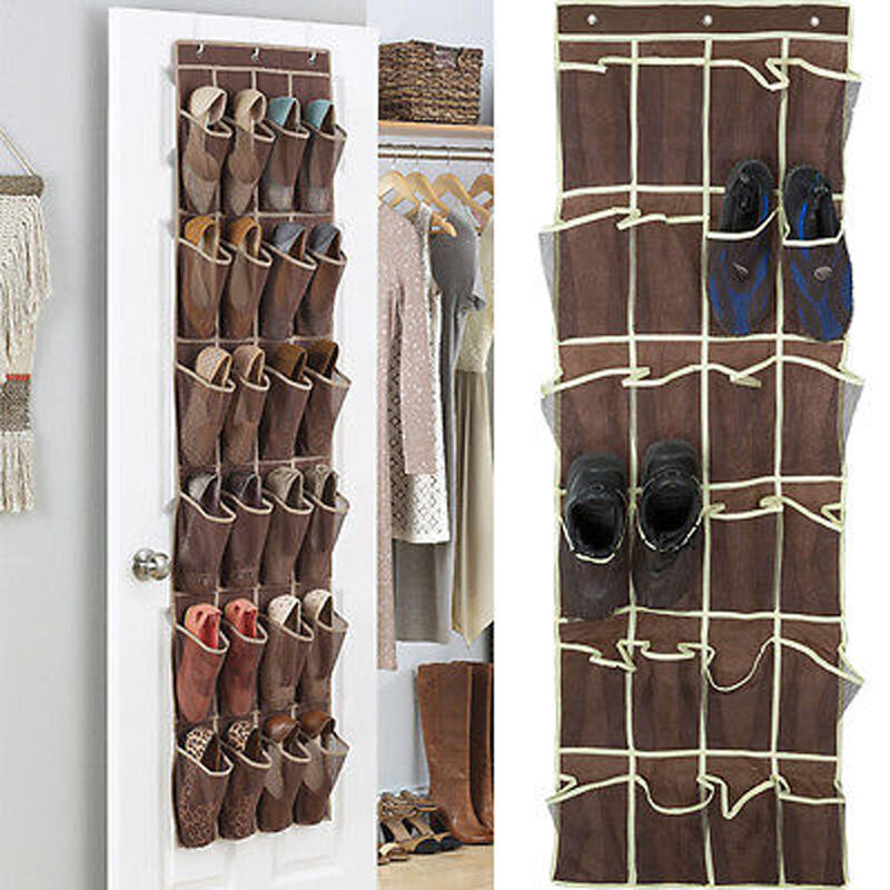 24 bolso de parede pendurado porta organizador sapatos rack suporte da sala lavagem garrafas armazenamento cabide