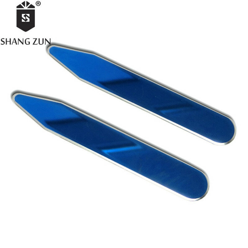 SHANG ZUN wysokiej jakości 2 sztuk dwustronnie lustro polerowane koszula kołnierz kości dla mężczyzn prezenty niebieski kolor