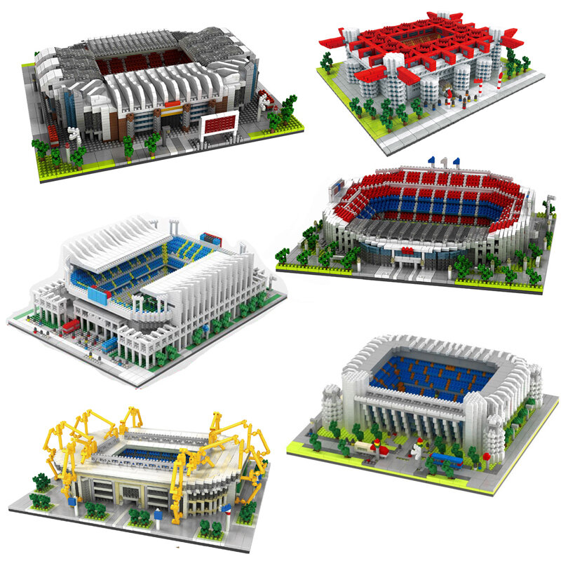 2020 Football Old Trafford Camp Nou Bernabeu San Sir Stadium Real Madrid Barcelona Club Diamond Building Blocks Toy Gift