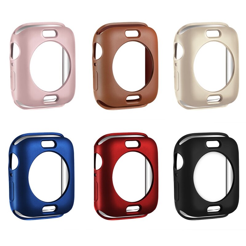 Semi-Coverd TPU Case Jam untuk Apple Watch 4 5 44/40Mm Kompatibel untuk Iwatch Seri 3/2/1 42/38Mm Bingkai Bumper Menonton Aksesoris