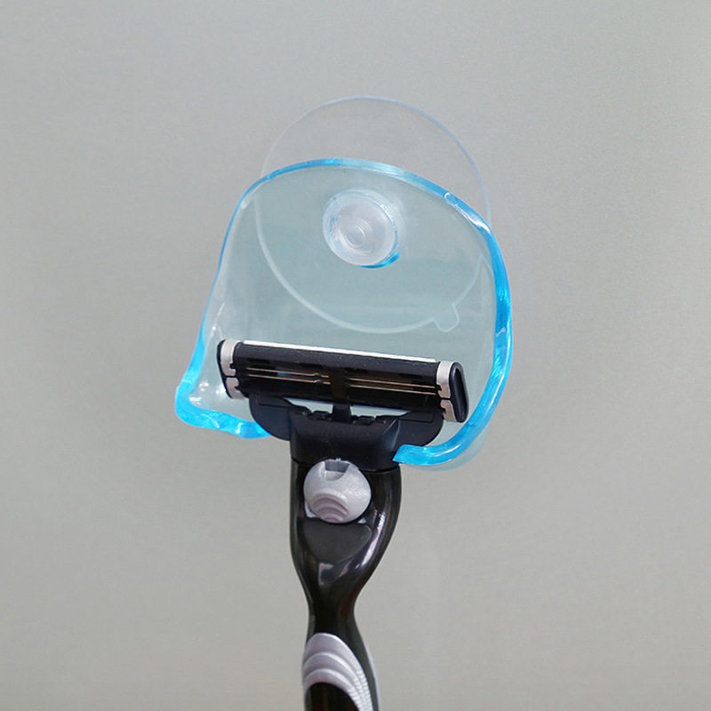 Прозрачная синяя стойка на присоске для бритвы, пластиковый держатель для бритвы в ванную комнату, стандартная стойка, настенные крючки, вешалки, присоска для полотенец, инструмент для ванной комнаты