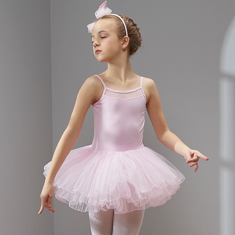 Balet Gaun Dance Gaun Tutu Gaun untuk Gadis Anak Anak Kualitas Tinggi Lengan Pendek Tulle Dansa Pakaian