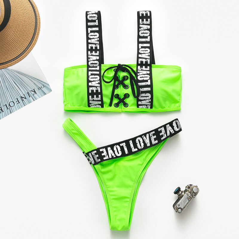 Mossha Strappy เซ็กซี่บิกินี่ 2019 mujer Push Up ชุดว่ายน้ำหญิงฤดูร้อน bathers แยกชุดว่ายน้ำผู้หญิงสามเหลี่ยมบิกินี...