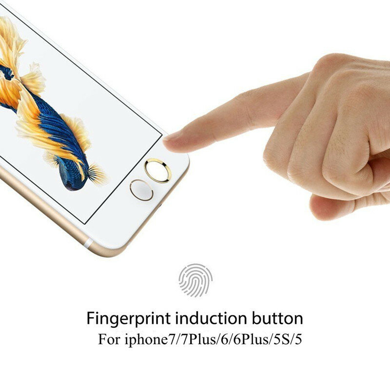 Pegatina de botón de inicio de Metal con huella dactilar para iPhone 7, 7PLUS, 6, 6S, 6PLUS, 5 5S, 5C, SE, rojo, negro y dorado