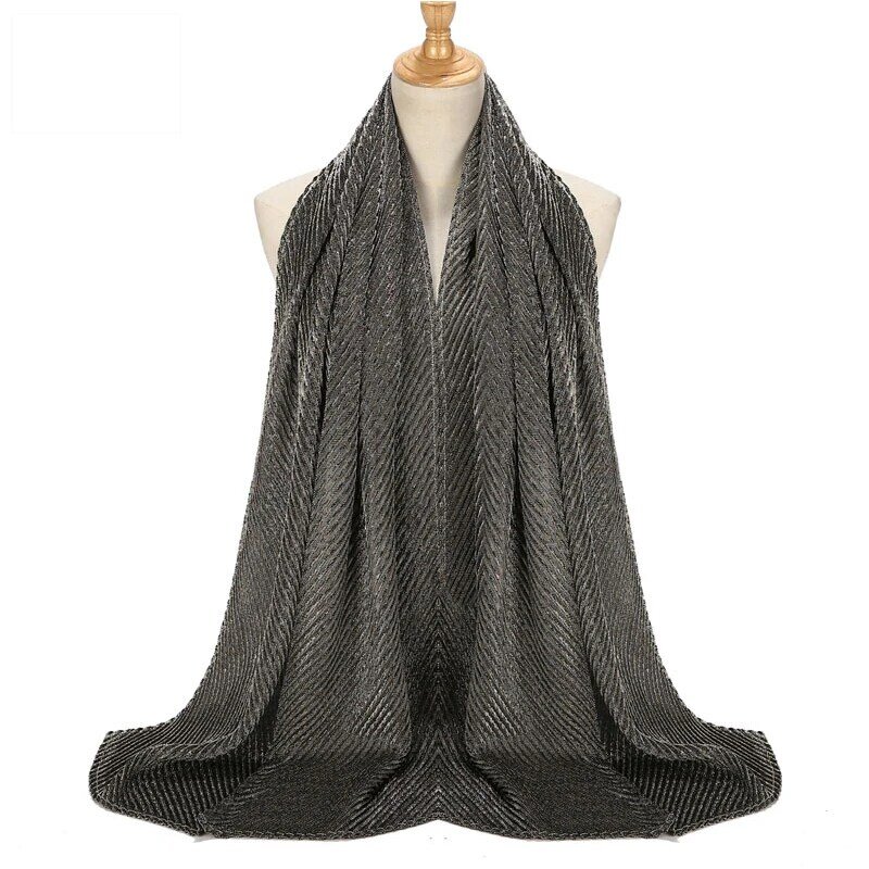 Alla moda Del Cotone di Lino delle Donne Hijab Musulmano Femminile Shimmer Sciarpe di Modo Quotidiano Solido Foulard Semplice Delle Signore Pianura Impacchi di Testa