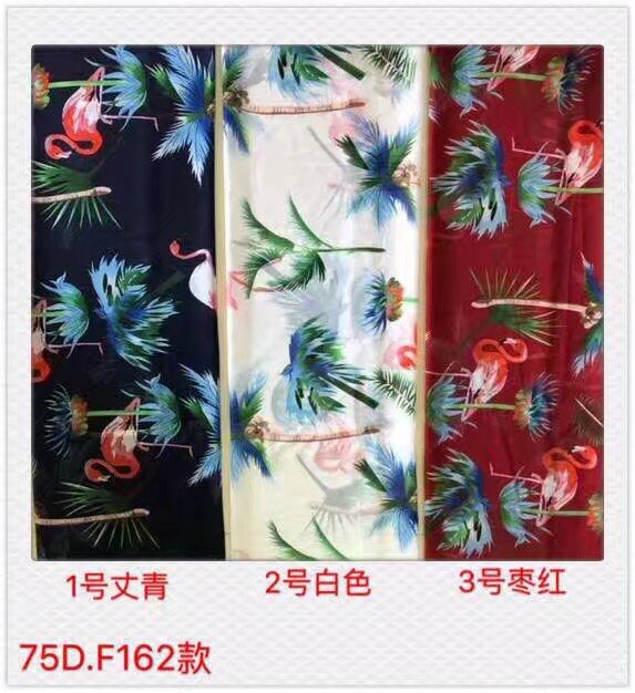 2018new 75D printing chiffon fabric birds with tree pattern for clothing fabrics and scarf YH-162