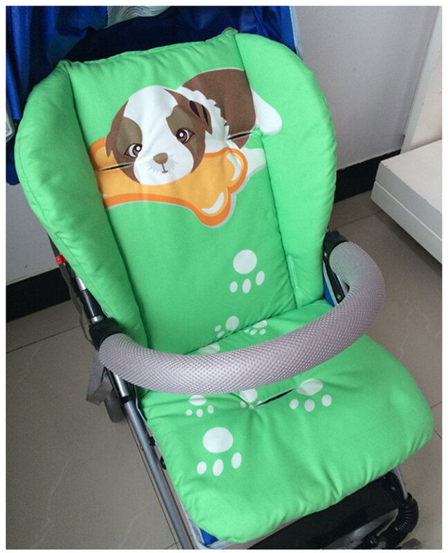 Cojín de asiento Universal para cochecito de bebé, alfombrilla de algodón con arnés de 5 puntos, con diseño de perro de dibujos animados